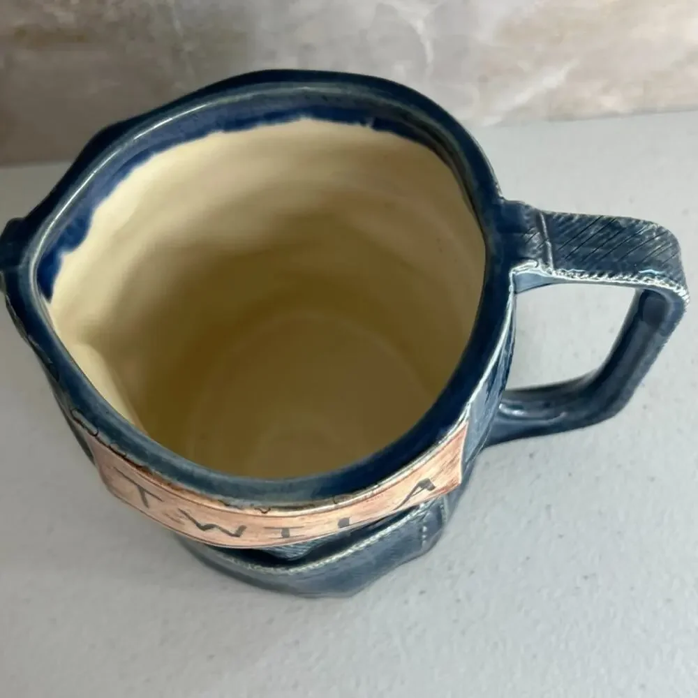 Studio Art Pottery Mug Vintage Blue Jean Denim 